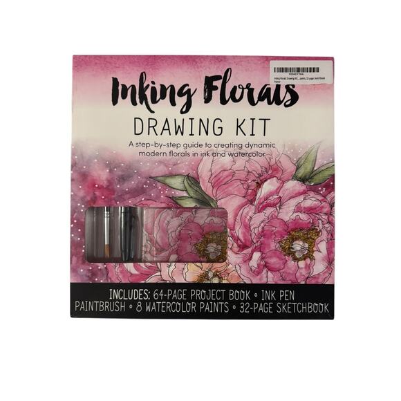 Inking Florals Drawing Kit Create Dynamic Florals in Ink/Watercolor New Sealed - Picture 1 of 3